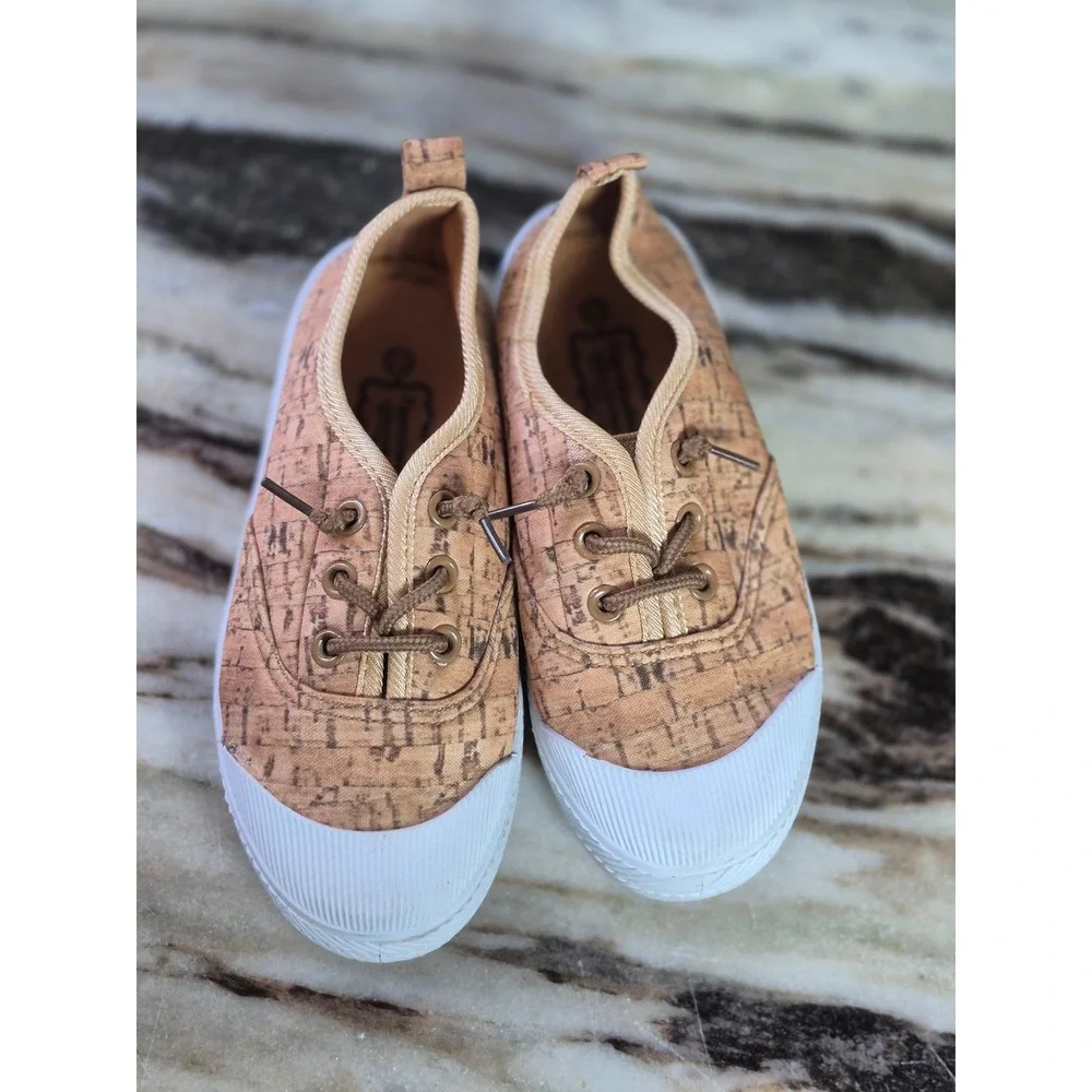 Pipperdoodles Kids‎ Cork Print Low Top Sneakers Tan White Size 13 Toddler Earthy